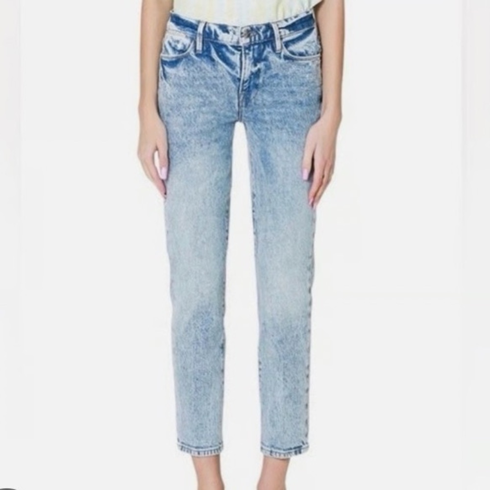 Frame “Le High Straight” jean in acid wash denim